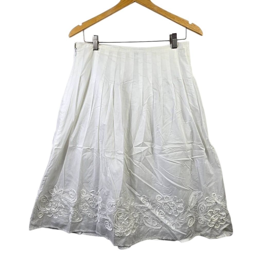 Charter Club White Embroidered  A-Line Skirt